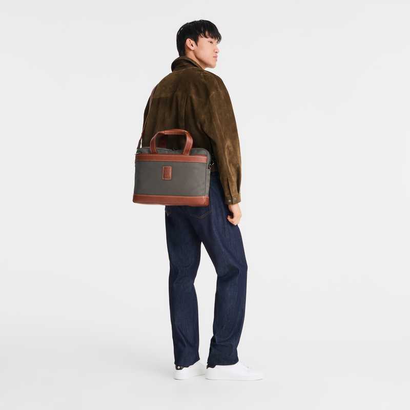 Longchamp Boxford Maletín S Lona reciclada - Marrón Liquidación