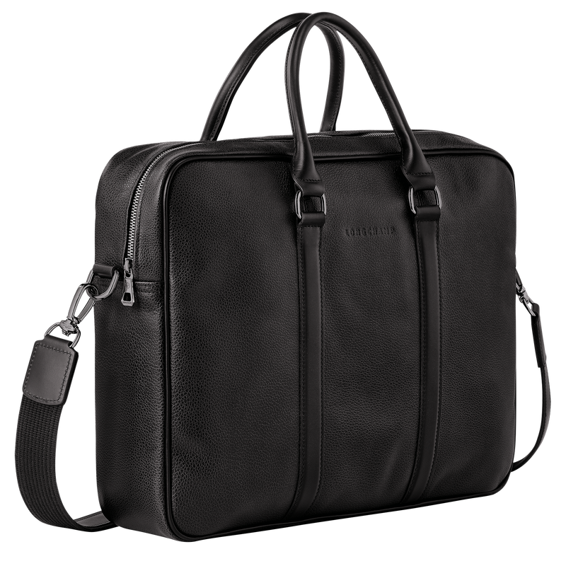 Longchamp Le Foulonné Maletín M Cuero - Negro Precio de fábrica