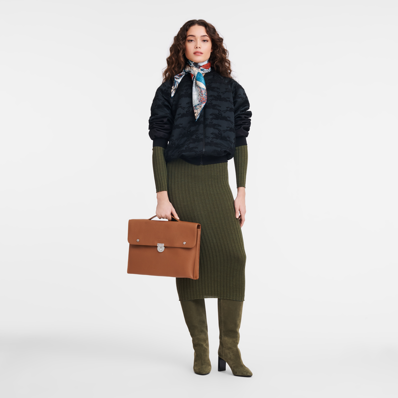 Longchamp Le Foulonné Maletín S Cuero - Caramelo Oferta especial de fábrica