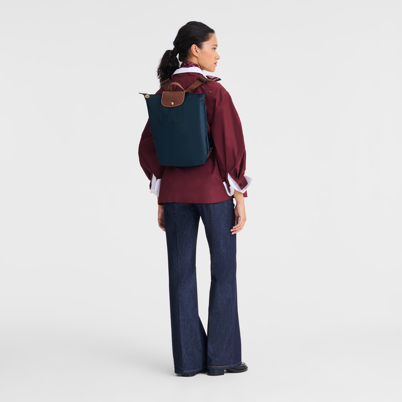 Longchamp Le Pliage Original Mochila M Tela - Azul Marino Solo queda un día