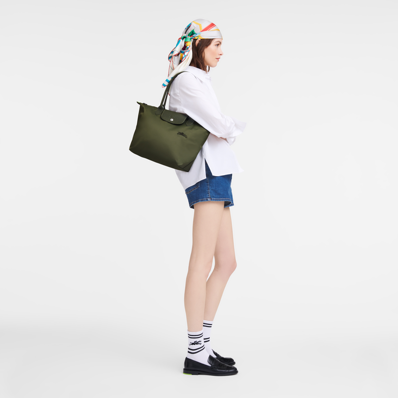 Longchamp Le Pliage Green Bolso de hombro M Lona reciclada - Bosque 2025