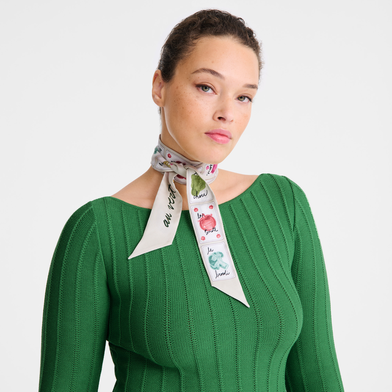 Longchamp Rosa y verde Banda Seda - Papel Envío gratis