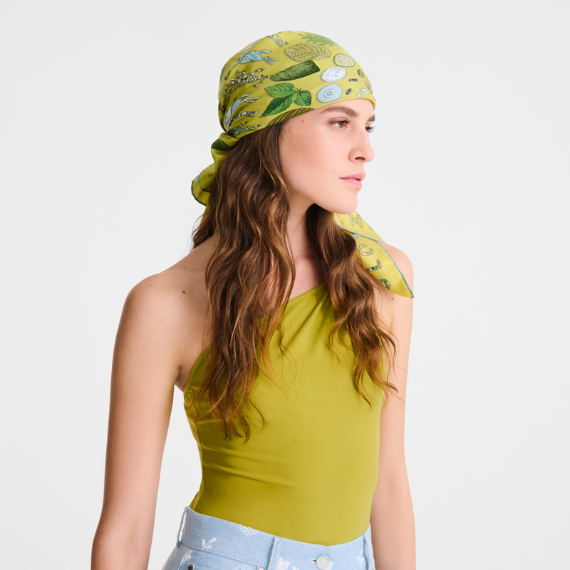 Longchamp Herbario de Longchamp Pañuelo de seda 90 Seda - Verde Kiwi Rebajas de fábrica