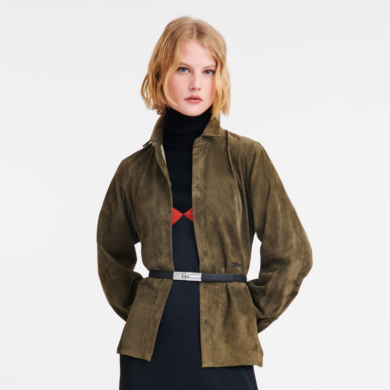 Longchamp Le Roseau Cinturón de mujer Cuero - Negro Promoción trimestral