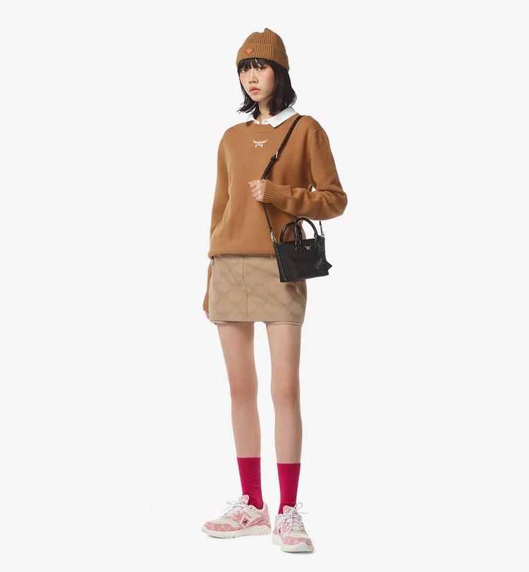 MCM Aren Shopper in Recycled Nylon and Monogram Print Leather En línea