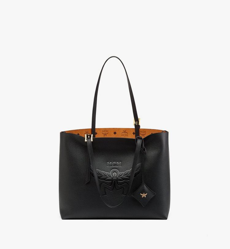 MCM Himmel Shopper in Embossed Logo Leather Tienda