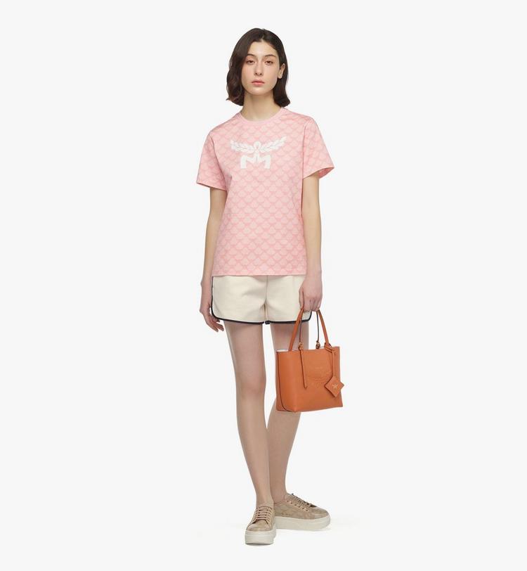 MCM Himmel Shopper in Embossed Logo Leather Liquidación