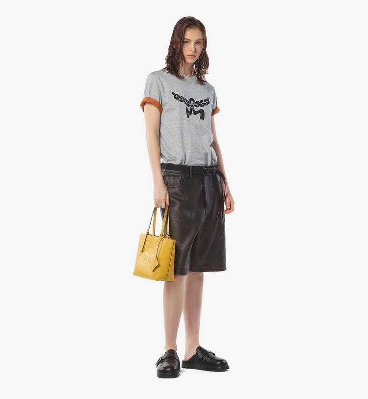MCM Himmel Shopper in Embossed Logo Leather Mejor oferta