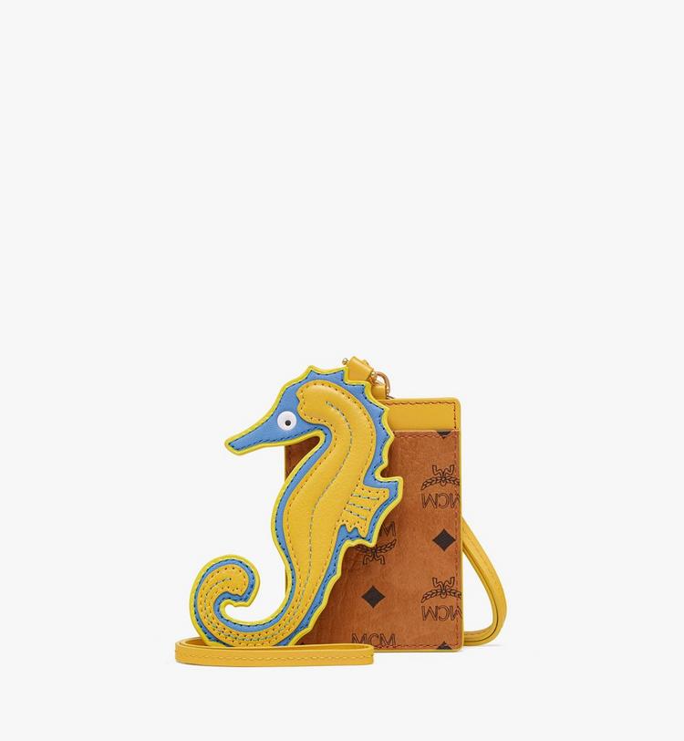 MCM Aren Lanyard Card Case w/ Seahorse Charm in Visetos Liquidación