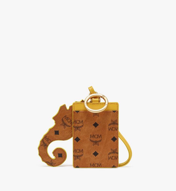 MCM Aren Lanyard Card Case w/ Seahorse Charm in Visetos Liquidación