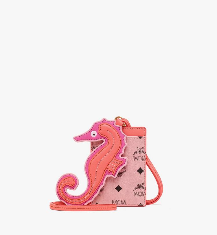 MCM Aren Lanyard Card Case w/ Seahorse Charm in Visetos Envío internacional gratuito