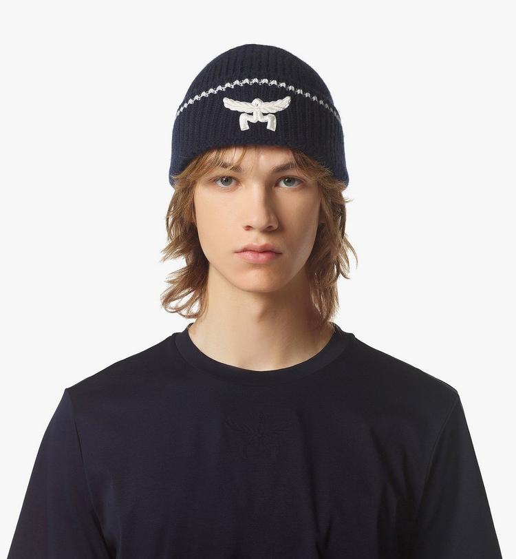 MCM Logo Beanie in Wool and Recycled Cashmere Rebajas de fin de temporada
