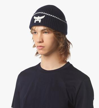MCM Logo Beanie in Wool and Recycled Cashmere Rebajas de fin de temporada