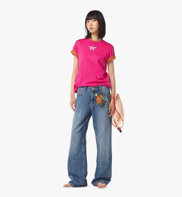 MCM Logo Print T-Shirt in Organic Cotton Descuentos del mes