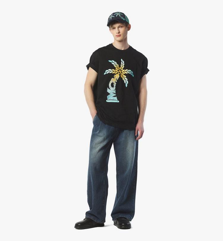MCM Gradation Palm Logo T-Shirt in Organic Cotton Última moda