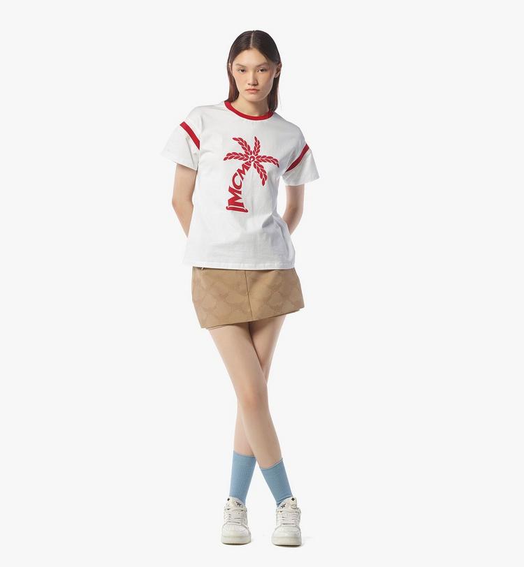 MCM Palm Logo T-Shirt in Organic Cotton Rebajas de fin de temporada
