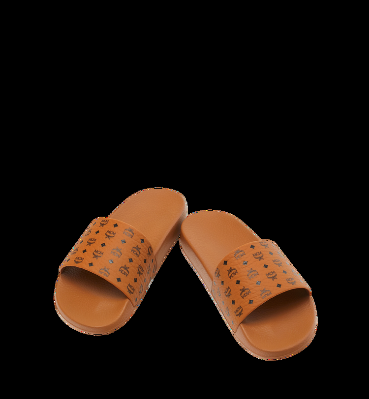MCM Monogram Print Rubber Slides En oferta