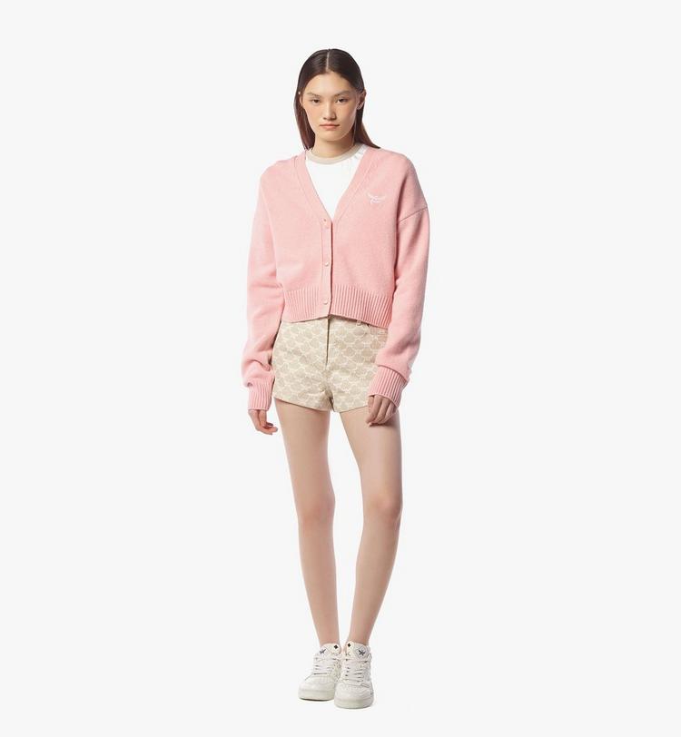 MCM Laurel Cropped Cardigan in Wool and Recycled Cashmere Rebajas baratas