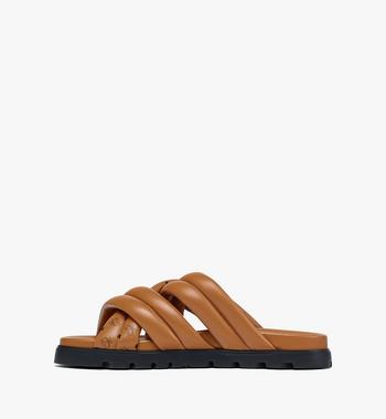 MCM Monogram Print Cross Sandals in Lamb Leather Precio de fábrica