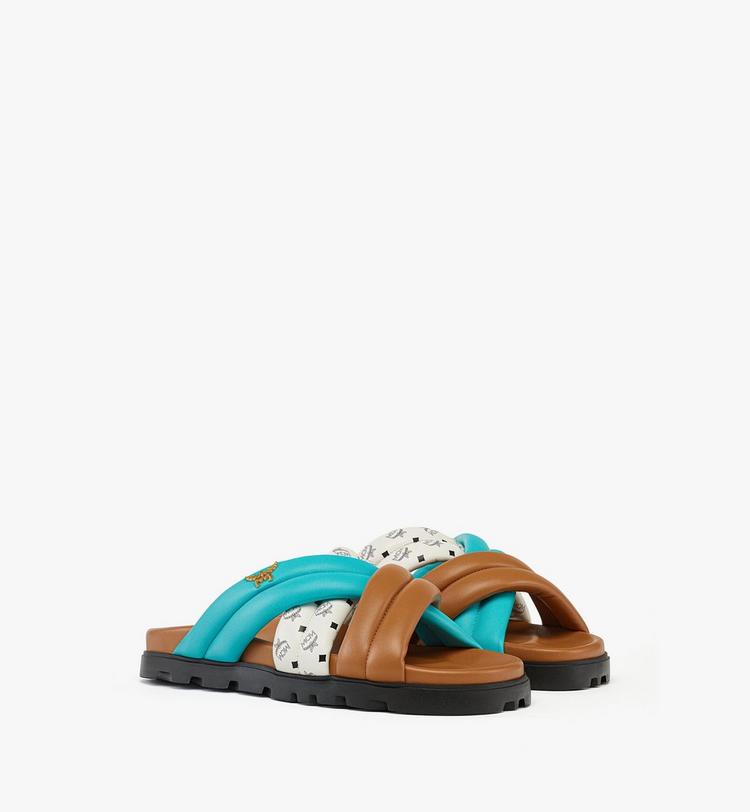 MCM Monogram Cross Sandals in Lamb Leather Tienda de fábrica