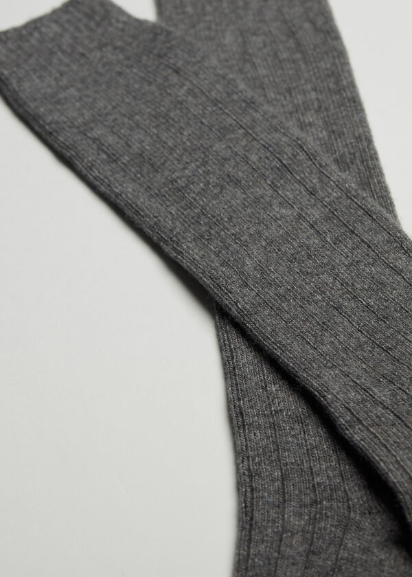 Calzedonia Calcetín alto canalé con lana y cashmere de hombre Promoción trimestral
