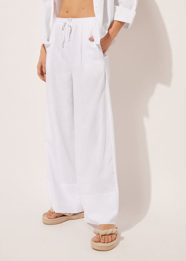 Calzedonia Pantalón Corto Palazzo Lino y Viscosa Grandes ahorros