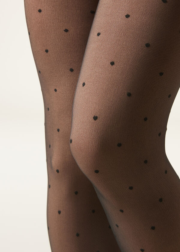 Calzedonia Panty Térmico Efecto Transparente Con Lunares Devoluciones gratuitas