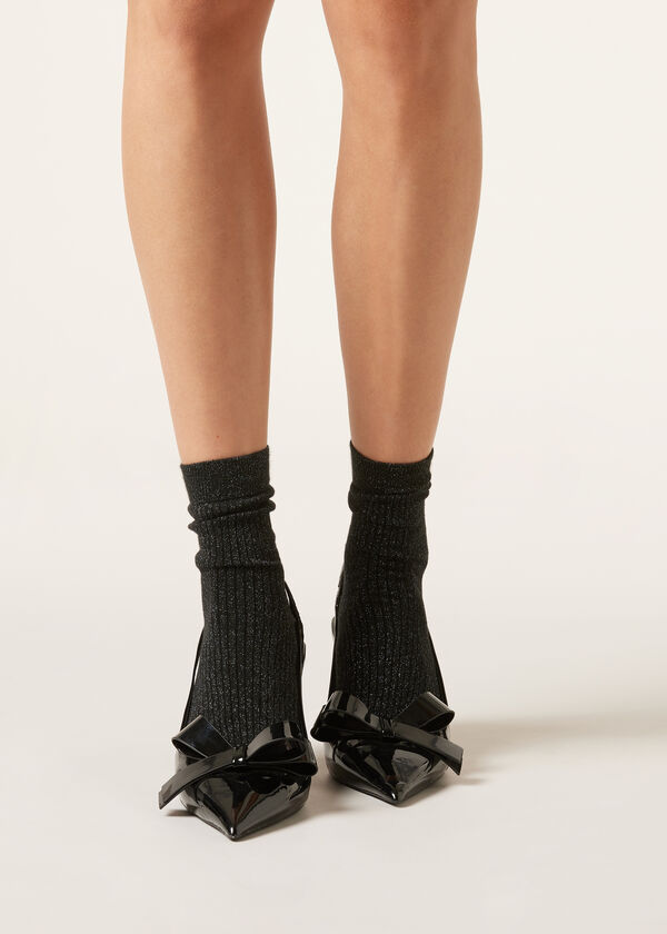 Calzedonia Calcetines Algodón Con Canalé Y Glitter Tienda