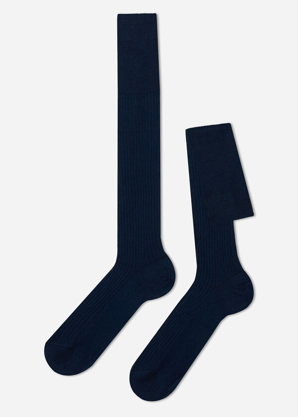 Calzedonia Calcetín largo de hilo de escocia de canalé para hombre