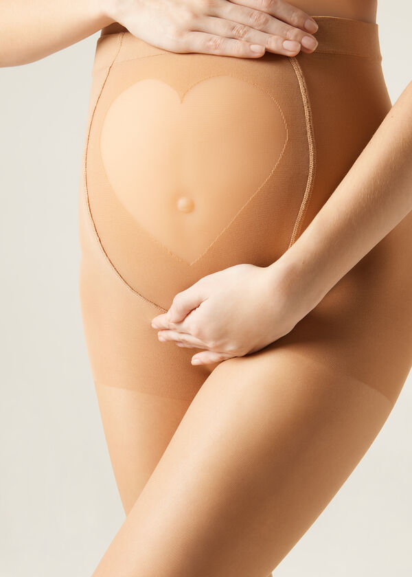 Calzedonia Pantis Transparentes 20 Deniers Premamá con Corazón Transparente Oferta especial