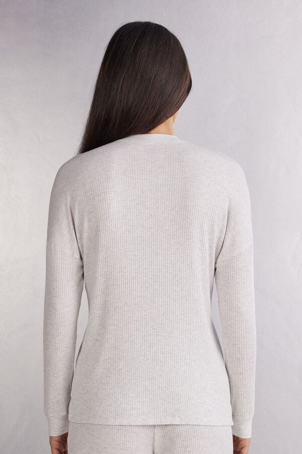 Intimissimi Camiseta de Manga Larga con Abertura Delantera de Modal Chic Comfort Descuentos del mes