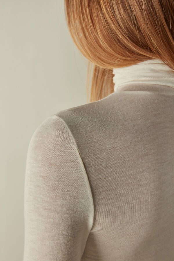 Intimissimi Camiseta de Manga Larga de Cuello Alto de Cashmere Ultraligero de Modal Últimos 2 días