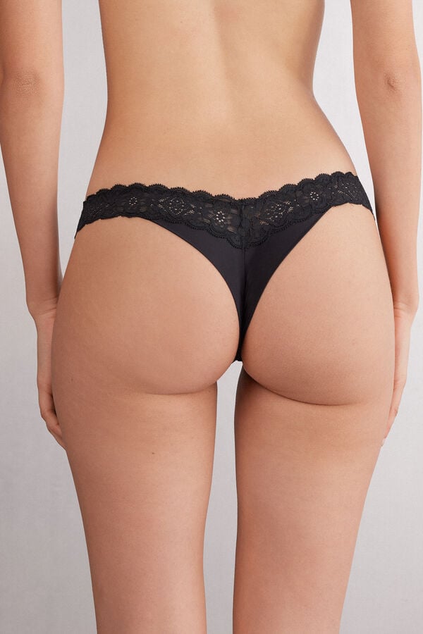 Intimissimi Brasileña de Encaje y Microfibra Estilo de los Años 80 Precio de fábrica