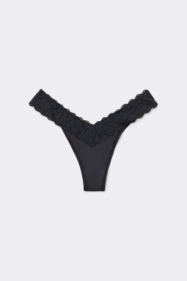 Intimissimi Brasileña de Encaje y Microfibra Estilo de los Años 80 Precio de fábrica