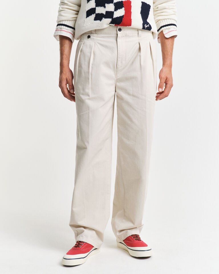 Gant Pantalones chinos de pinzas Relaxed Fit en sarga de algodón Rebajas baratas