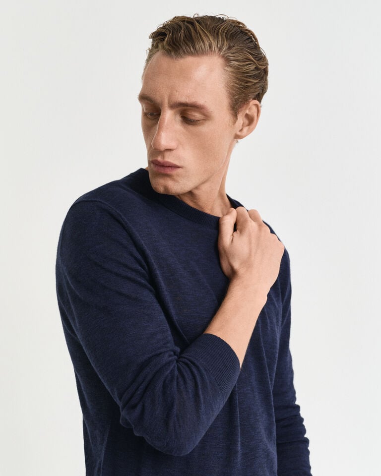 Gant Jersey de cuello redondo en mezcla de lino Liquidación