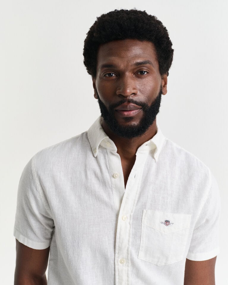 Gant Camisa Regular Fit de manga corta en algodón y lino Últimos 3 días