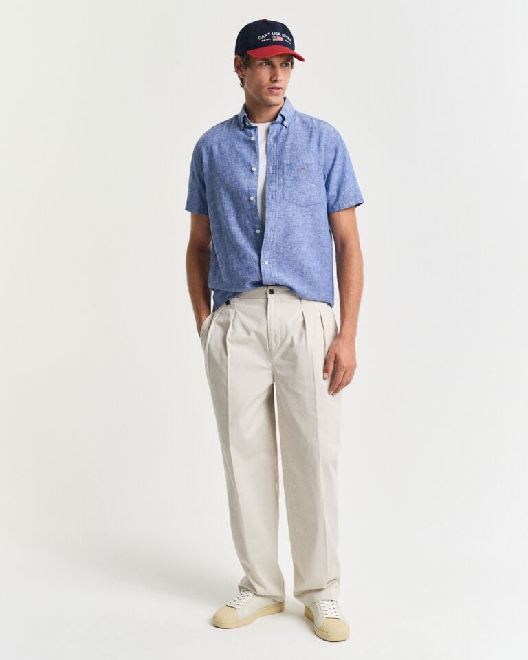 Gant Camisa Regular Fit de manga corta en algodón y lino Solo hoy