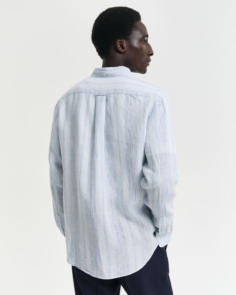 Gant Camisa Regular Fit de lino a rayas finas Superdescuento