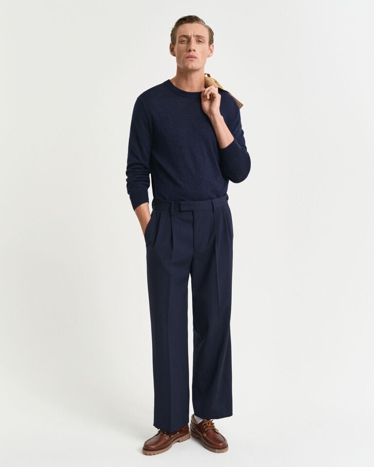 Gant Jersey de cuello redondo en mezcla de lino Liquidación