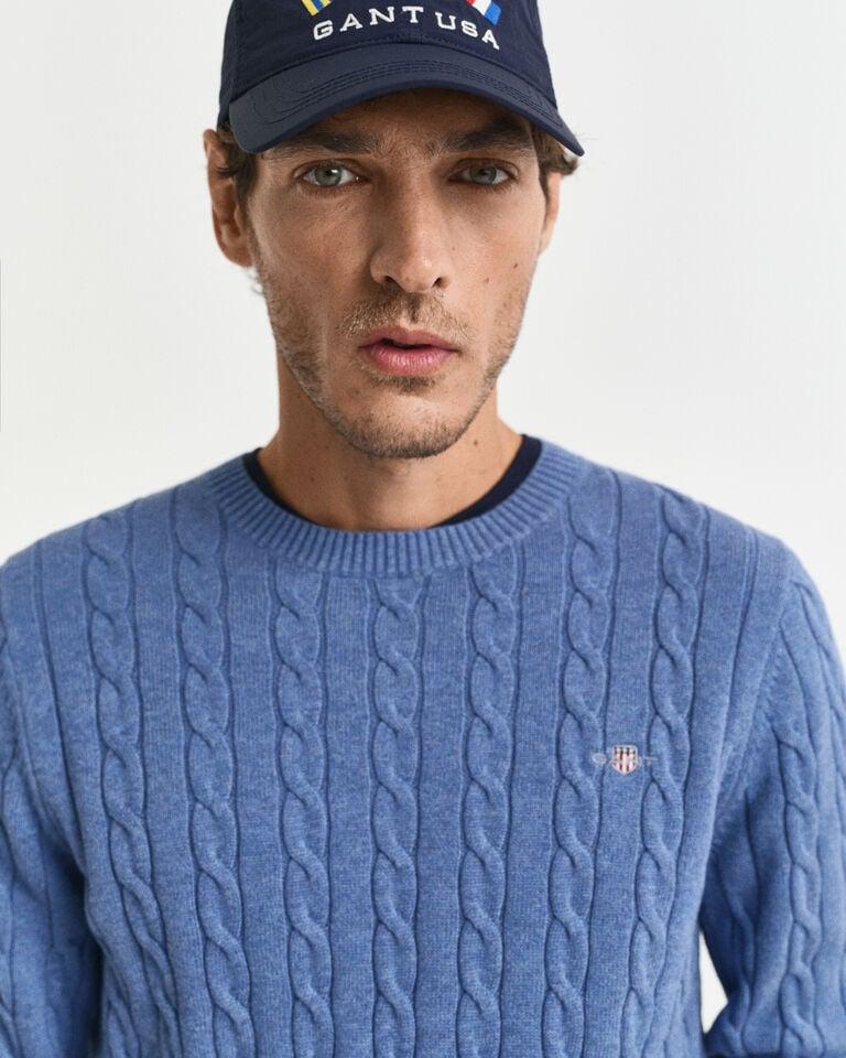 Gant Jersey de cuello redondo y punto de ochos en algodón Oferta exclusiva