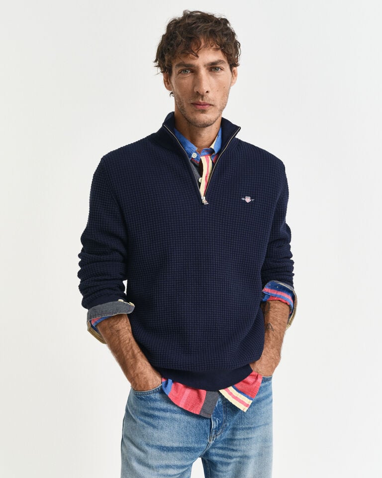 Gant Jersey de algodón con media cremallera y textura Última moda