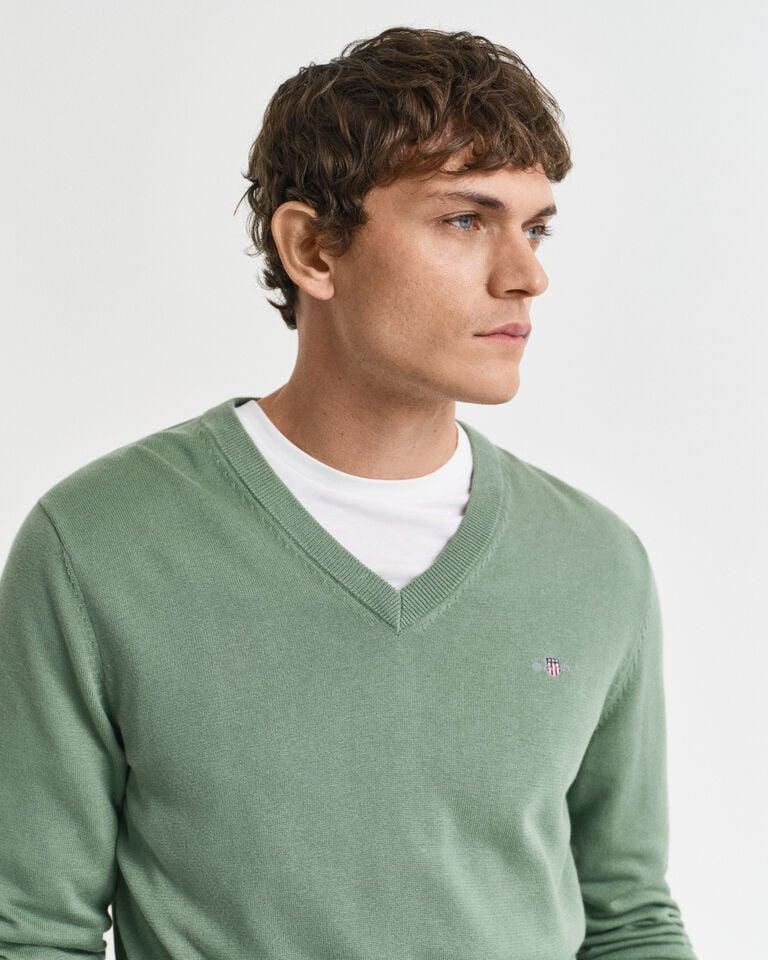 Gant Jersey clásico de algodón con cuello de pico Ofertas especiales
