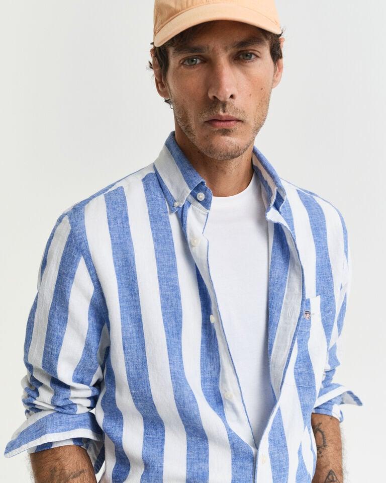 Gant Camisa Regular Fit de lino y algodón a rayas llamativas Tienda