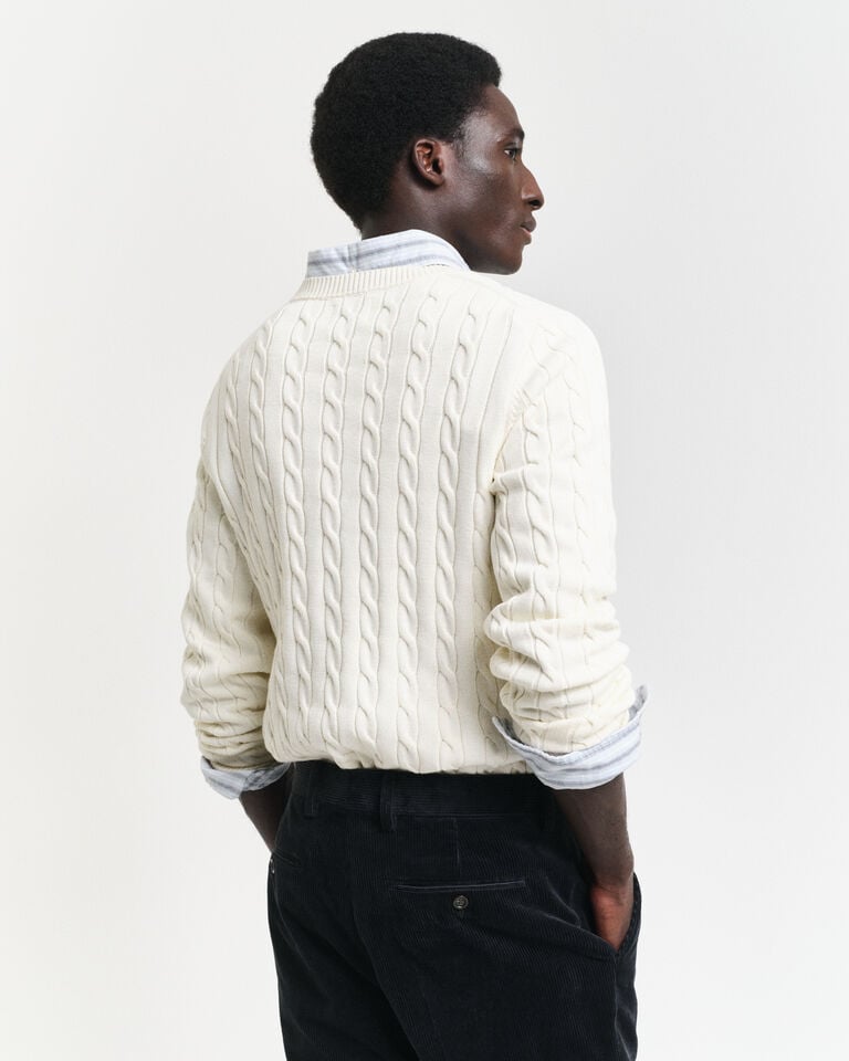 Gant Jersey de cuello redondo y punto de ochos en algodón Oferta exclusiva