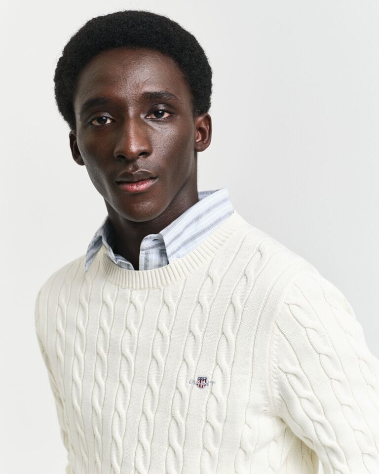 Gant Jersey de cuello redondo y punto de ochos en algodón Oferta exclusiva
