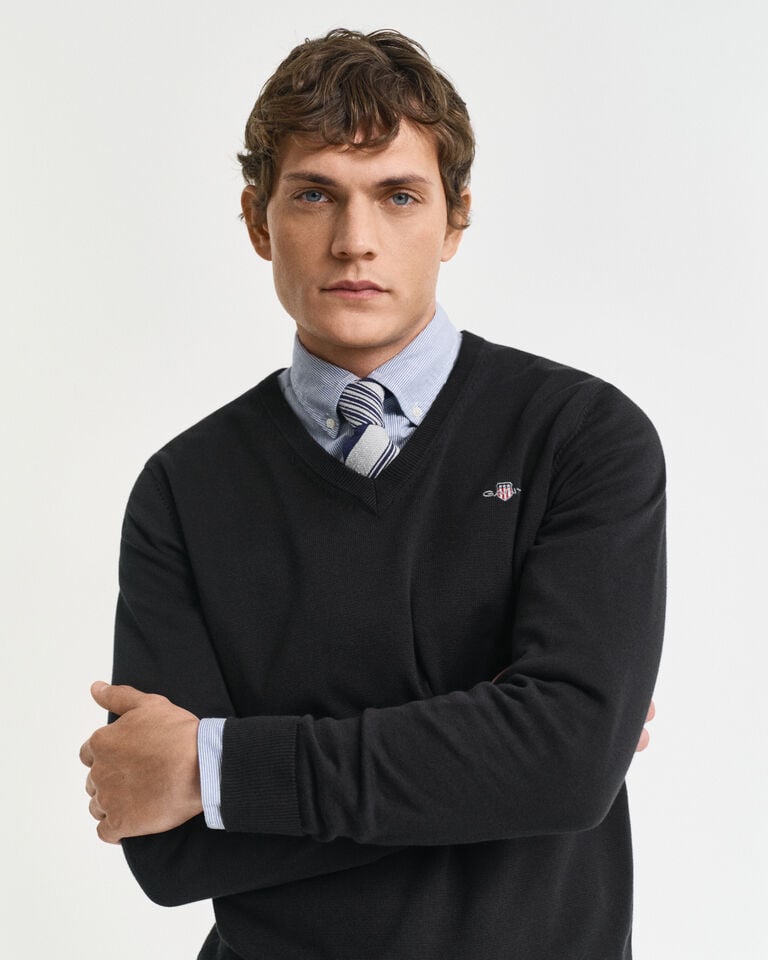 Gant Jersey clásico de algodón con cuello de pico Última moda