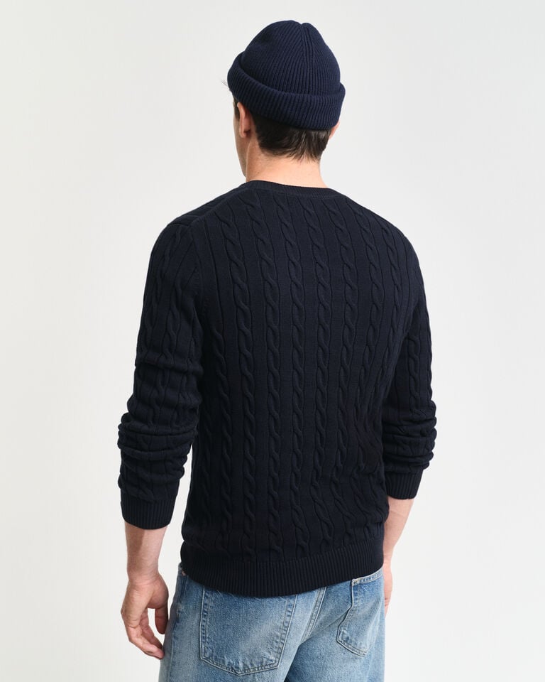 Gant Jersey de cuello redondo y punto de ochos en algodón Rebajas de fin de temporada