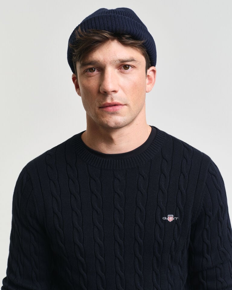 Gant Jersey de cuello redondo y punto de ochos en algodón Rebajas de fin de temporada
