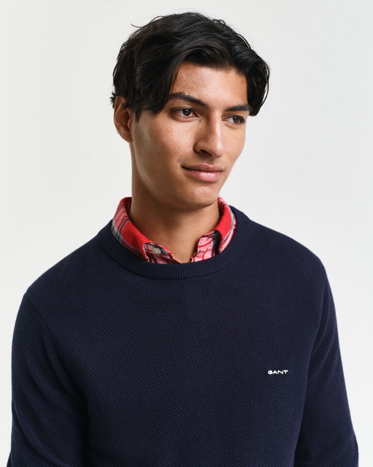 Gant Jersey de cuello redondo en piqué de algodón 2025